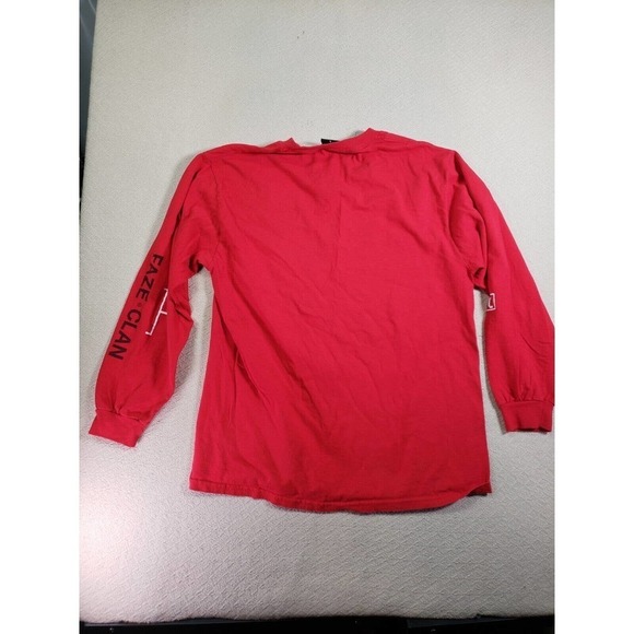 Faze Clan Shirt Mens Large L Red 100% Cotton Long Sleeve Crew Neck Pullover - Picture 7 of 8